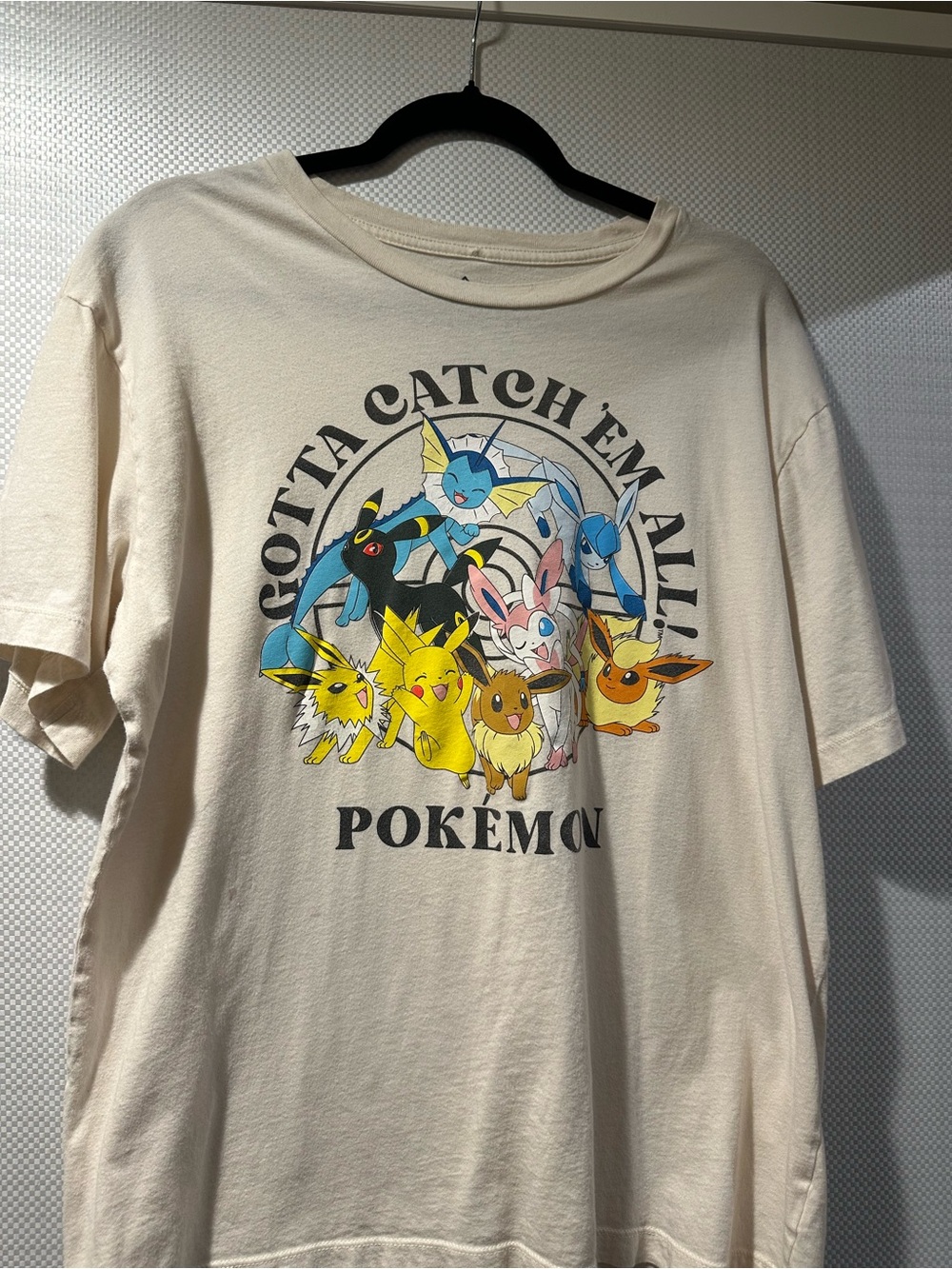 Pokemon Eeveelutions Graphic Tee - Cream with Multicolor Print